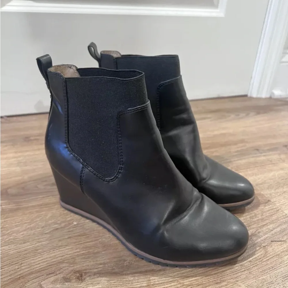 Black Wedge Ankle Boots - Picture 1 of 3